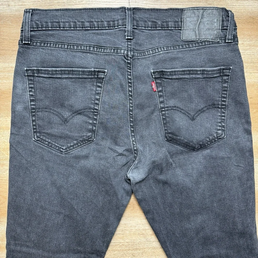 Levis Jeans Men 36x30 Black Slim Straight Leg Washout‎ Grunge Skater Fits 34x29